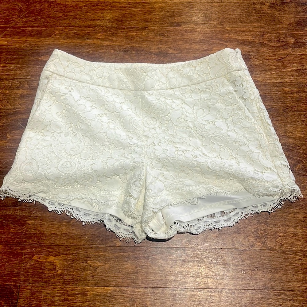 White lace shorts